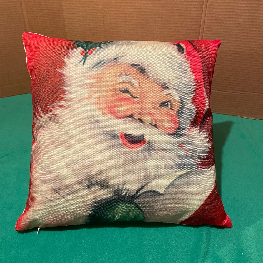 Vintage Santa with List throw pillow